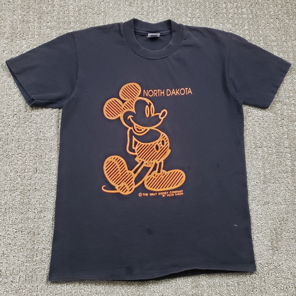 Vintage Velva Sheen T-Shirt Mens M Black Walt Disney Mickey Mouse Single Stitch